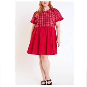 English Factory Tweed Babydoll Dress - Size 2X